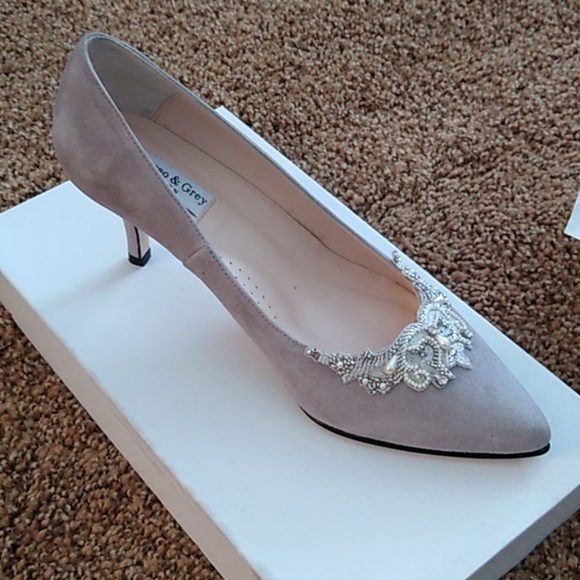 Sargasso and Grey Suede Pumps WIDE FIT - Picture 4 of 6